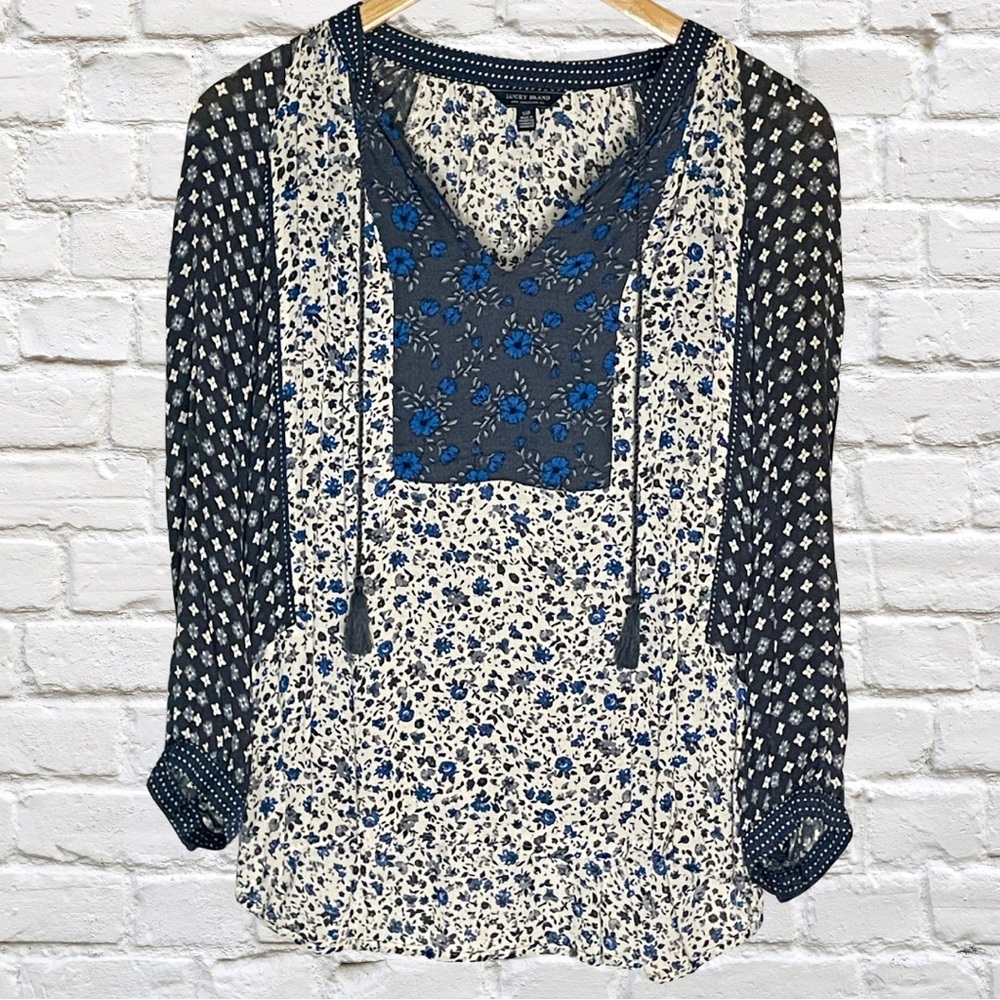 Lucky Brand Mixed Floral Print Boho Blouse